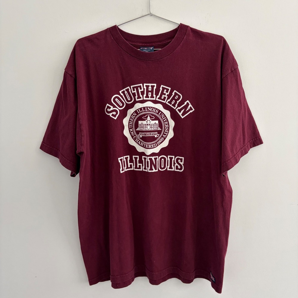 Vintage JanSport Southern Illinois University T Shirt XXL Burgundy Made in USA